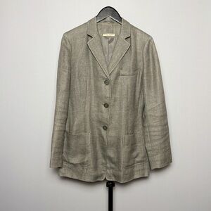 Luciano Barbera Women's Grey Blazer Size 38 IT 100% Linen Made in Italy Luxury